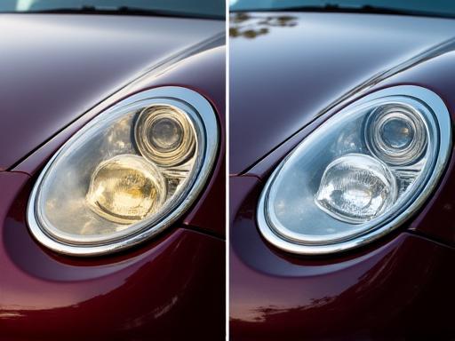 Perbandingan lampu hadapan sebelum dan selepas pemulihan