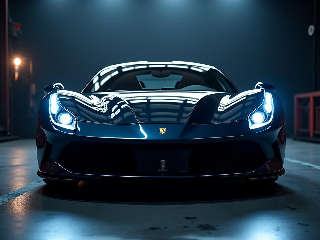 Kereta sport mewah yang berkilat selepas perincian